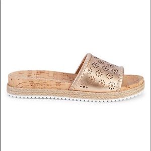 Jack Rogers Rose Gold Ro cork Espadrille slides